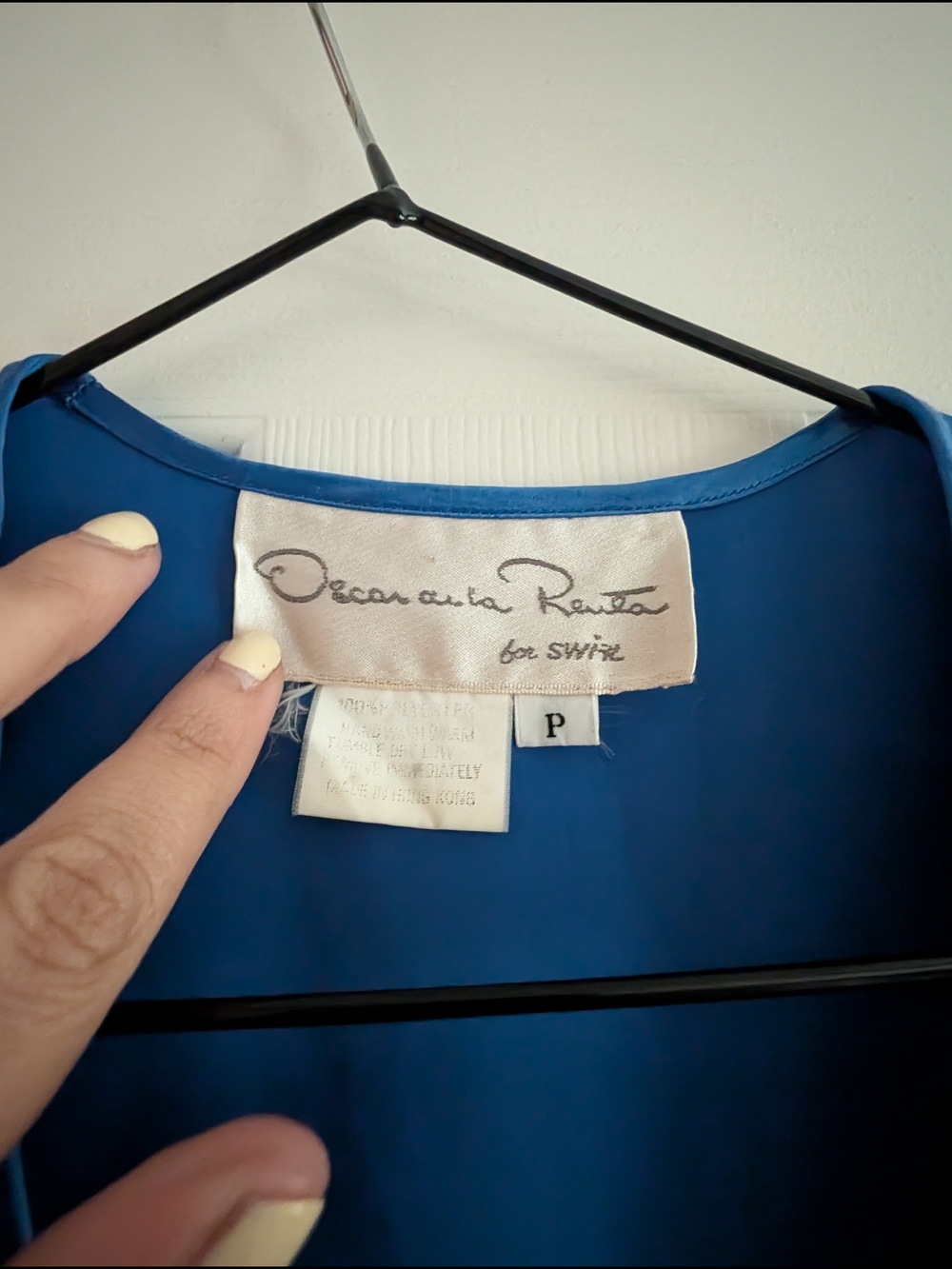 Oscar De La Blue Embroidery Embellished Long-Sleeve Maxi Dress